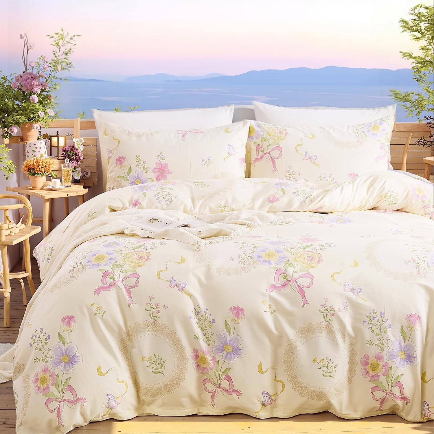Aesthetic Floral Duvet Cover - Комплект постельного белья с цветочным узором,